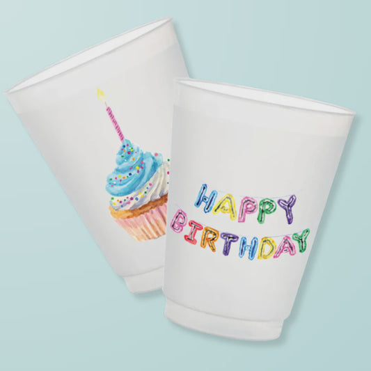 Happy Birthday Frosted Cup Set