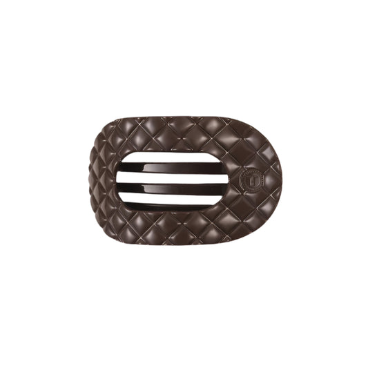 Truly Taupe Quilted Small Flat Round Hair Clip