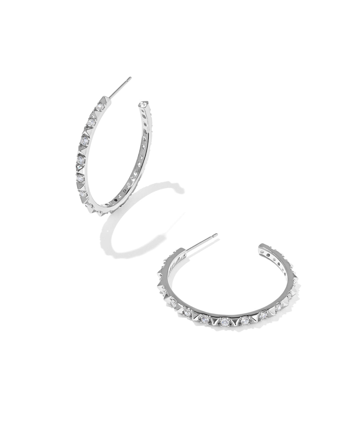 Fate Hoop Earrings Silver White CZ
