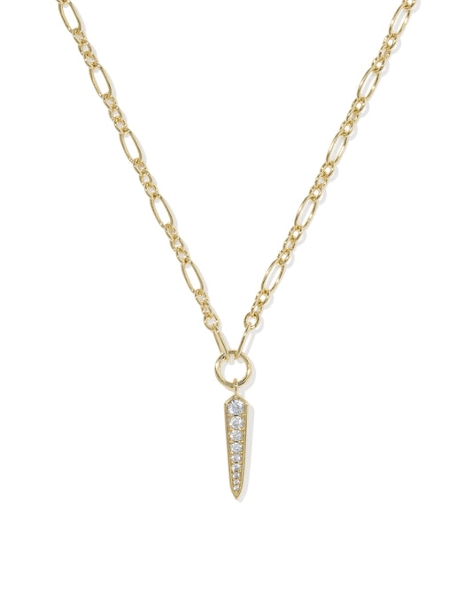 Fate Short Pendant Necklace Gold White CZ