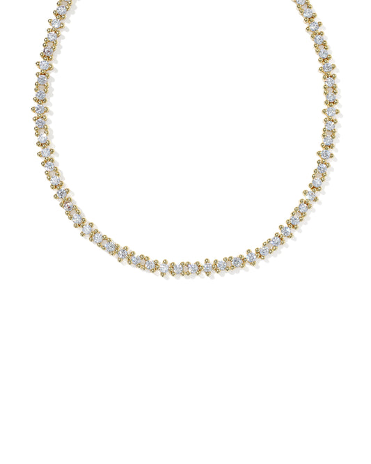 Fate Tennis Necklace Gold White CZ