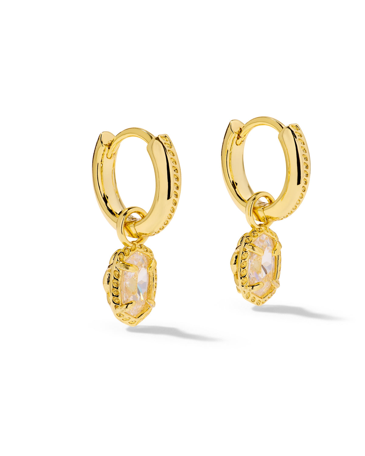 Mini Ellie Luxe Huggie Earrings Gold White CZ