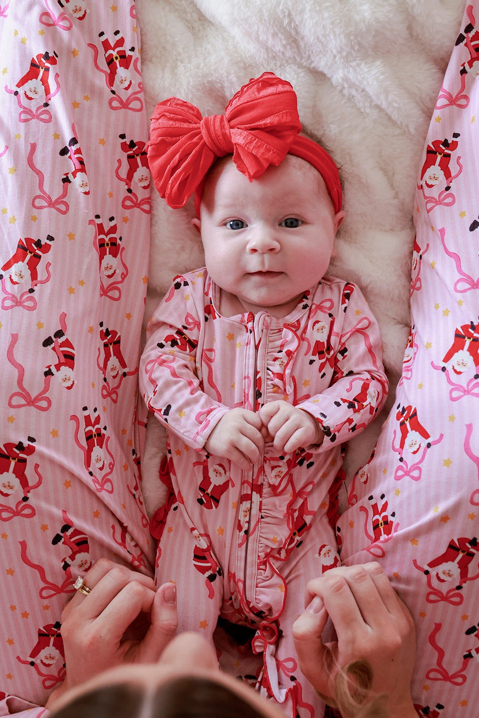 Christmas Ruffle Zipper Footie Jolly Ribbons