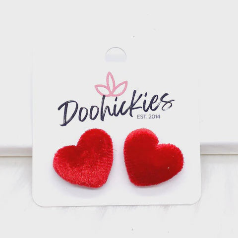 Velvet Valentine Heart Stud Earrings