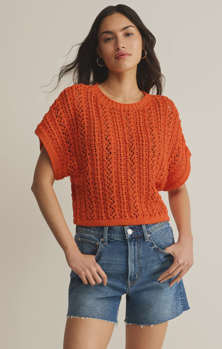 Ballast Crochet Sweater Top Tiger Lily