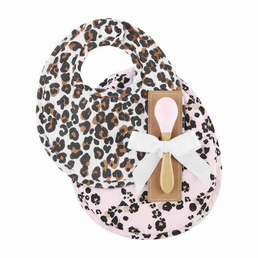 Leopard Bibs and Spoon Set