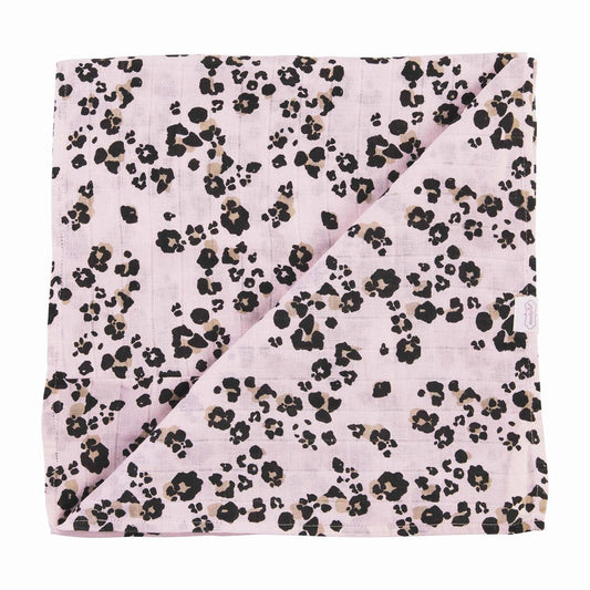 Pink Leopard Muslin Swaddle Blanket