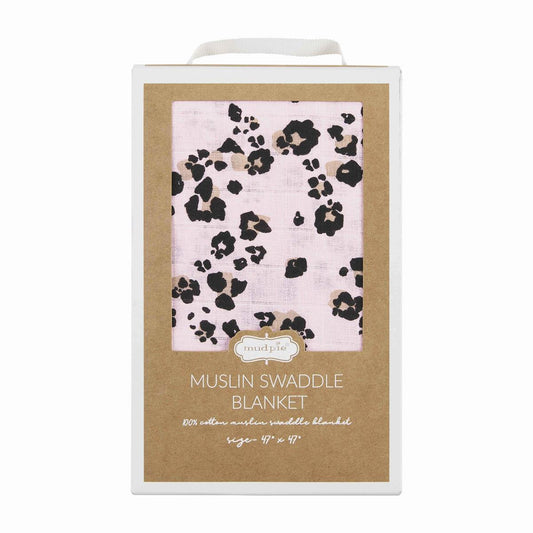Pink Leopard Muslin Swaddle Blanket