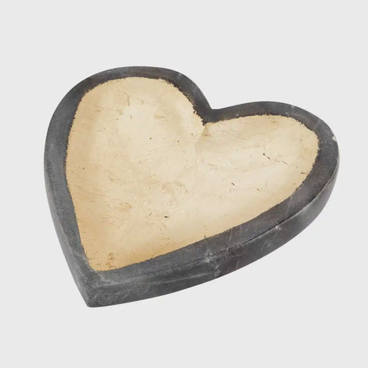 Gray Edge Marble Heart Tray