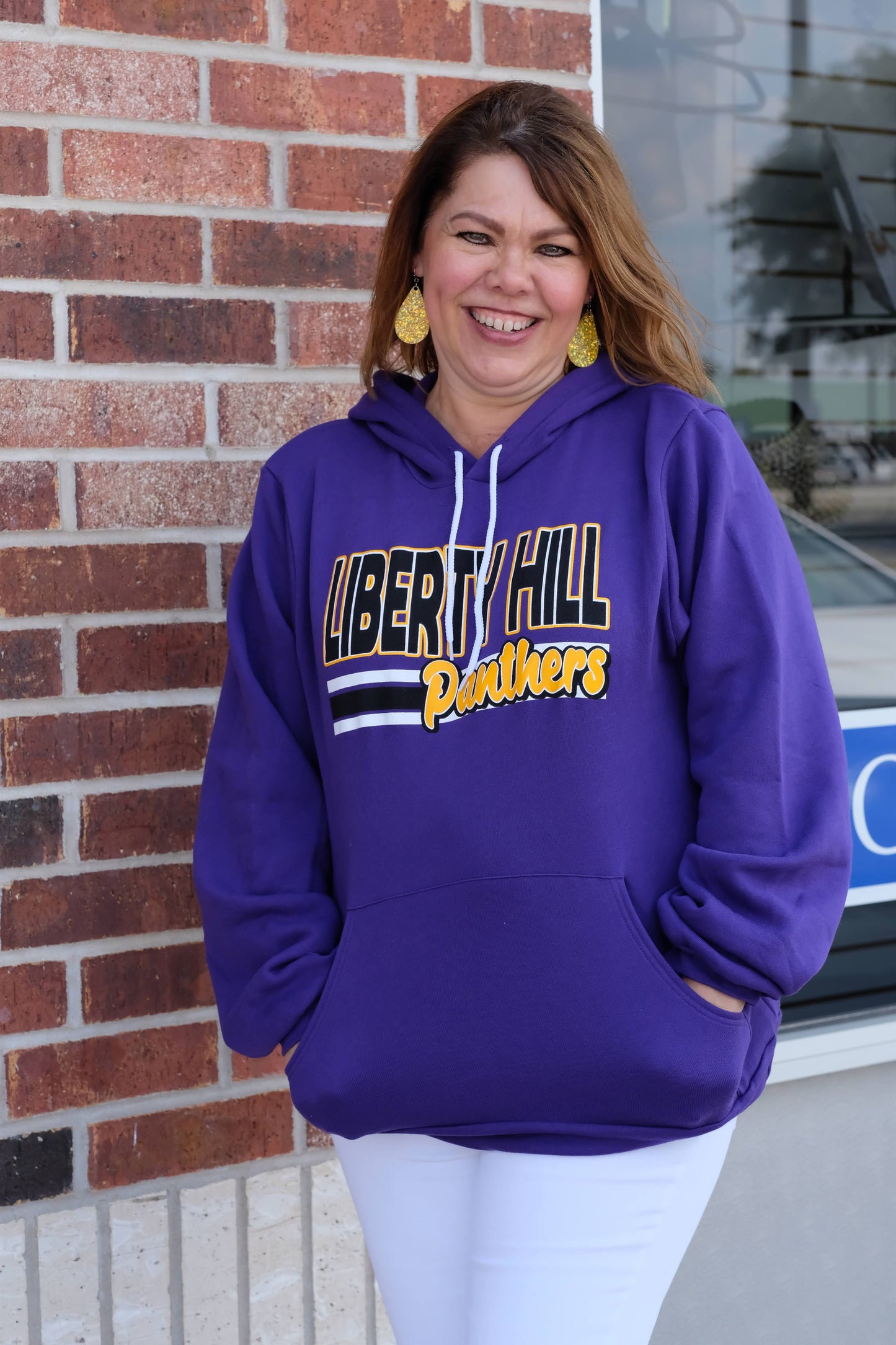 Yellow Gold Glitter Teardrop Earrings