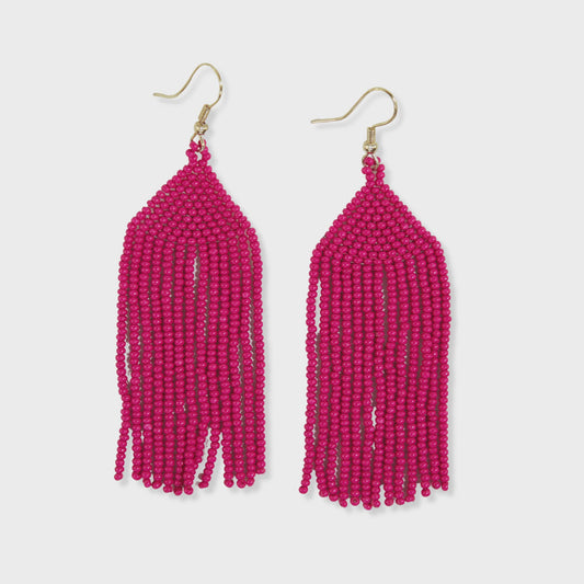 Michele Solid Beaded Fringe Hot Pink
