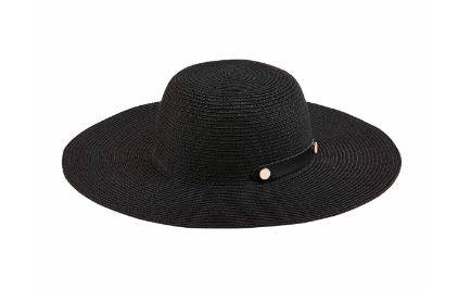 Collapsible Straw Hat Black