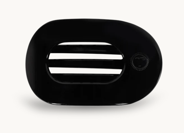 Jet Black Large Flat Round Hair Clip