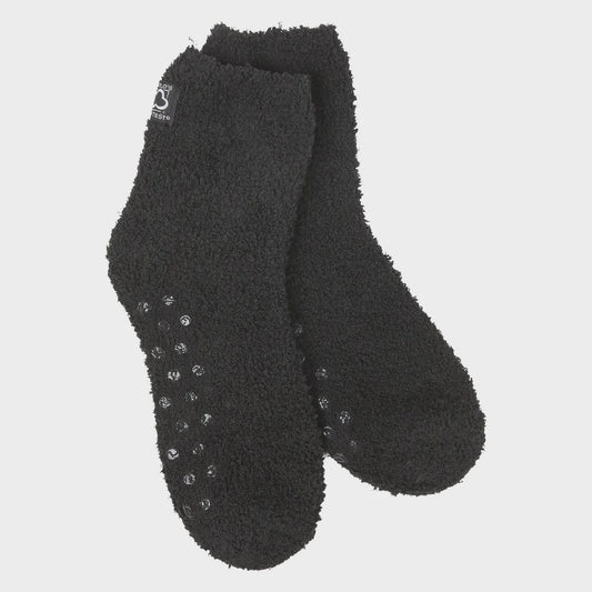 Black Cozy Quarter Socks with Grippers