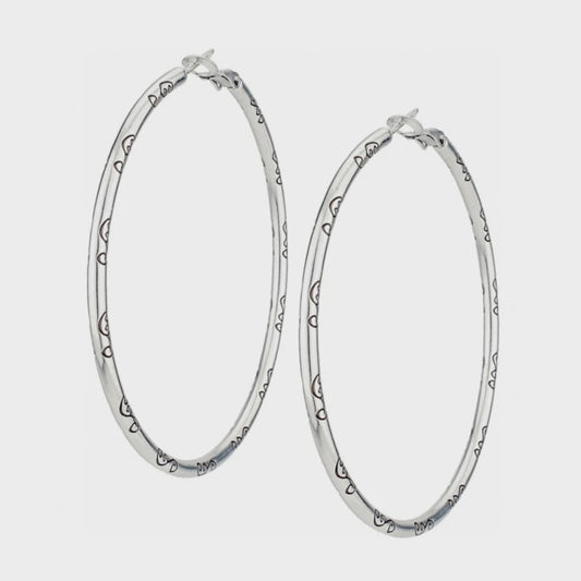 Grande Hoop Charm Earrings Silver