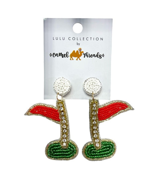 Golf Flag Beaded Earrings