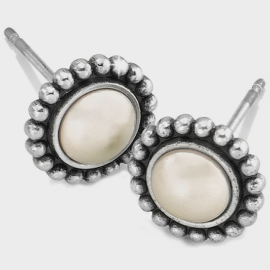 Luster Mini Post Earrings Silver/Pearl