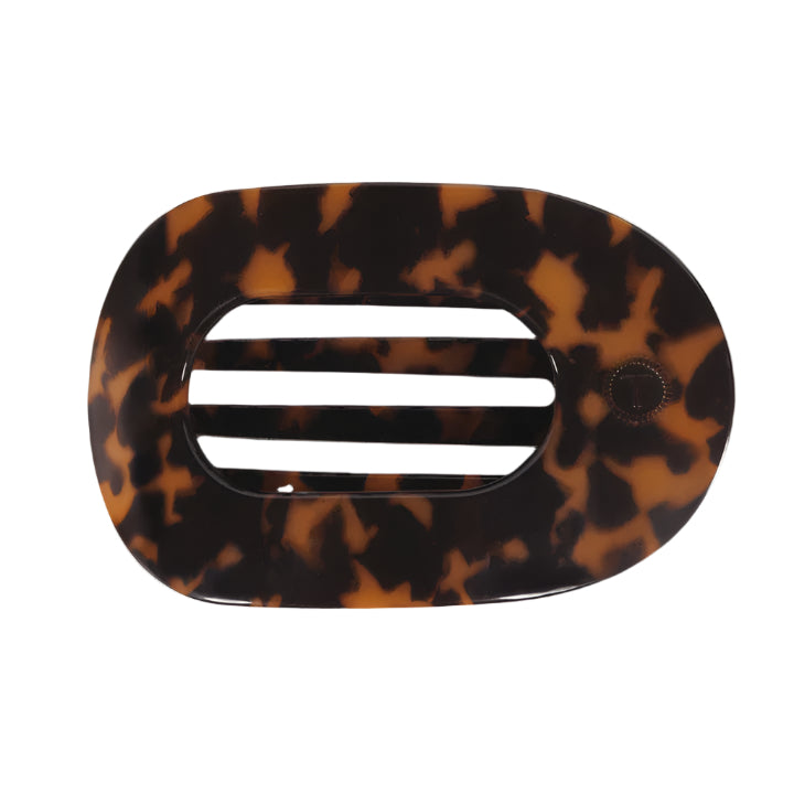 Tortoise Large Flat Round Hair Clip