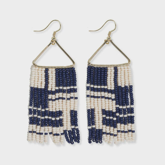 Whitney Shifting Blocks Fringe Earrings Navy