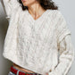 Semi-Cropped V Neck Sweater Cream
