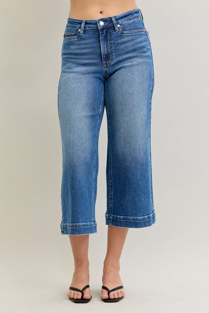 Judy Blue MR Wide Crop Vintage Pockets & Wide Hem Jean