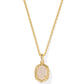 Daphne Pave Frame Short Pendant Necklace Gold Iri Drusy