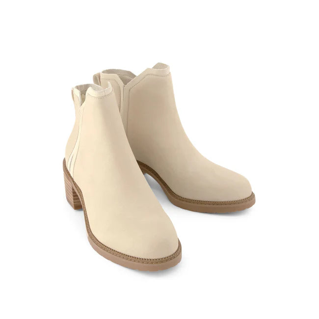 Hailey Heeled Boot Beige Nubuck Leather