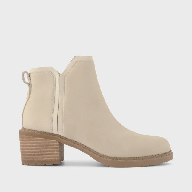 Hailey Heeled Boot Beige Nubuck Leather