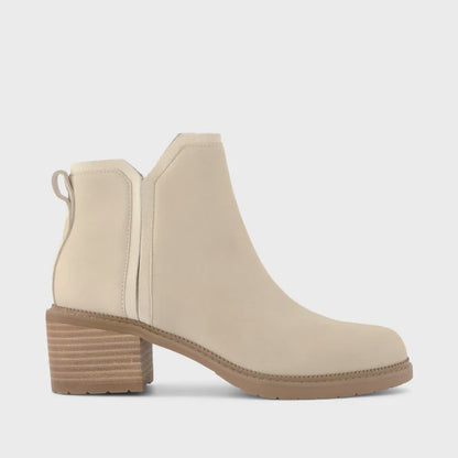 Hailey Heeled Boot Beige Nubuck Leather