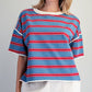 Soft Washed Striped Boxy Top Bubblegum Blue