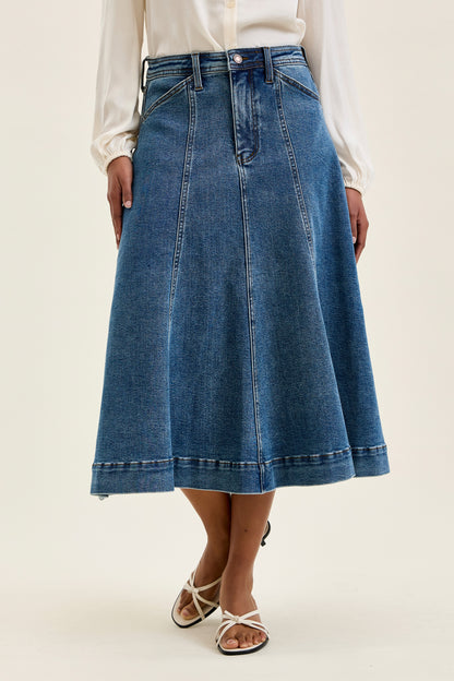 Judy Blue HW Lasso Denim Skirt Medium Stone
