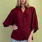 Balloon Sleeve Blouse Burgundy