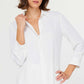 Three Quarter Sleeve Button Down Shirt White