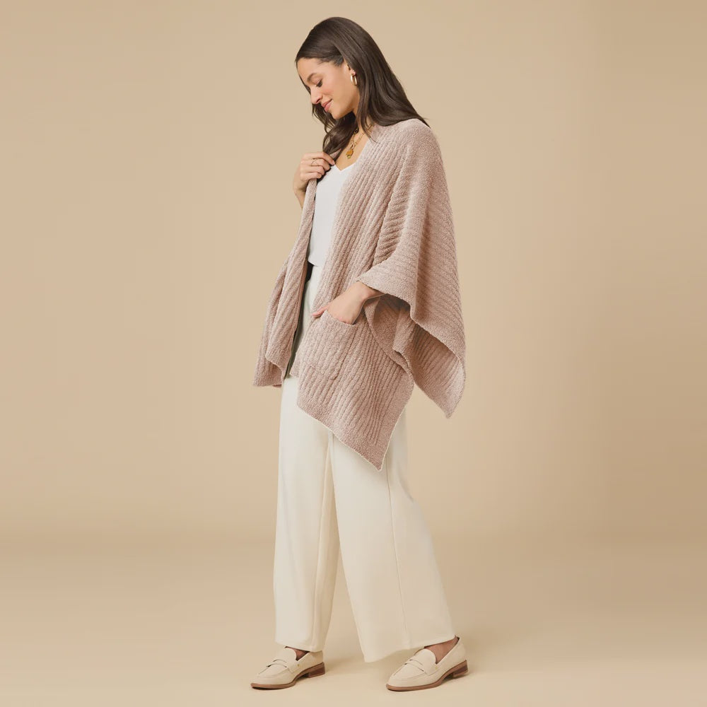 38" Solid Rib Marshmallow Shawl Coco One Size
