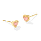 Mini Ari Heart Stud Earrings Gold Rose Quartz