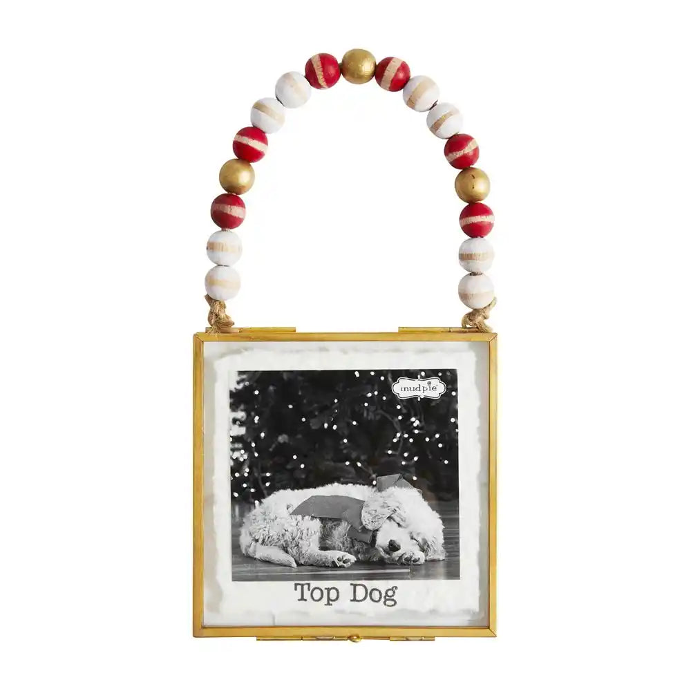 Dog 3x3 Beaded Photo Ornament