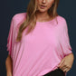 Double Lined Bubble Sleeve & Hem Top Pink