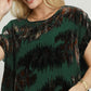 Abstract Velvet Burnout Short Sleeve Top Forest