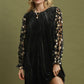 Velvet Polka Dot Sheer Sleeve Dress Black