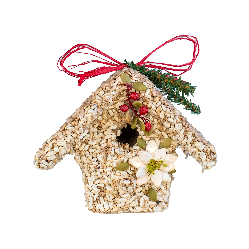 Poinsettia Birdie Cottage Birdseed Treat