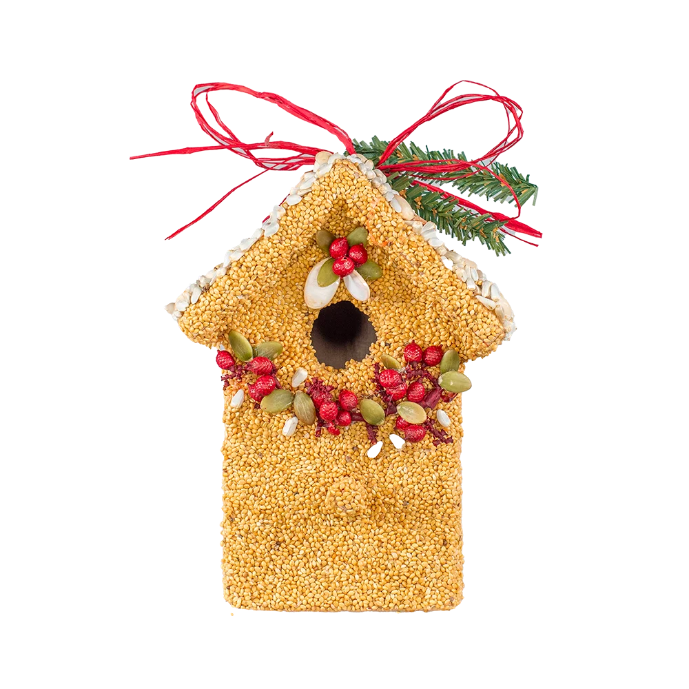 Poinsettia Birdie Cottage Birdseed Treat