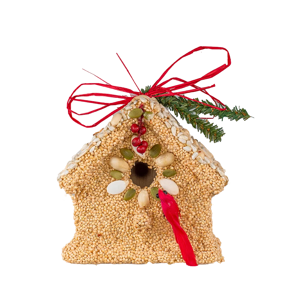 Poinsettia Birdie Cottage Birdseed Treat