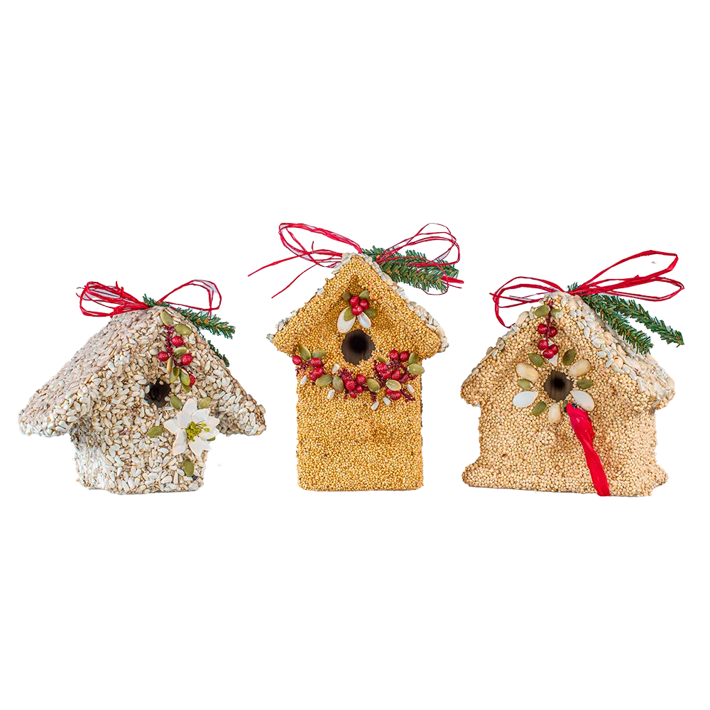 Poinsettia Birdie Cottage Birdseed Treat