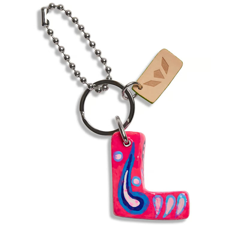 Paper Mache Alphabet Charm Pink