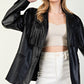 Fringe Faux Leather Collar Jacket