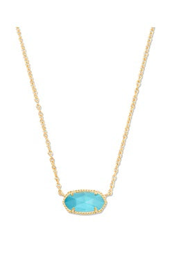Elisa Short Pendant Necklace Gold Turquoise Magnesite