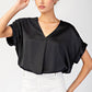 Solid V Neck Top Black