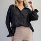 Textured Long Sleeve Blouse Black