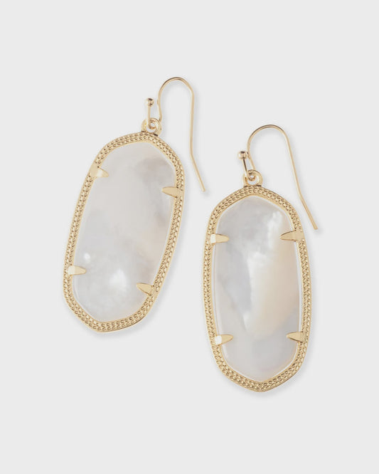 Elle Drop Earrings Gold Ivory Mother of Pearl