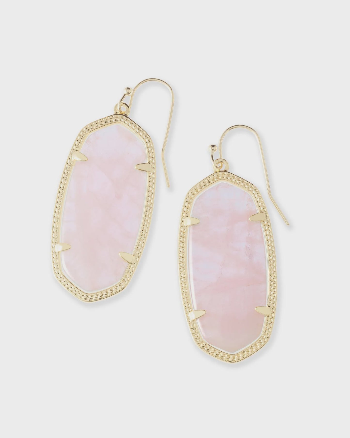 Elle Drop Earrings Gold Rose Quartz